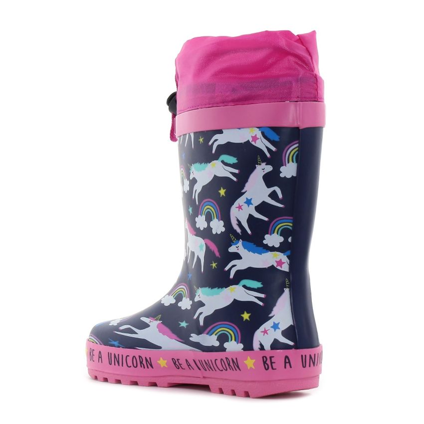 Wink - Aqqo - Unikornis sötétkék bélelt baba gumicsizma