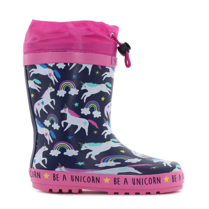 Wink - Aqqo - Unikornis sötétkék bélelt gyerek gumicsizma