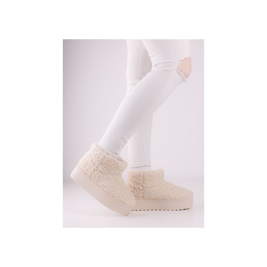 Yolera - Lina bézs női bokacsizma