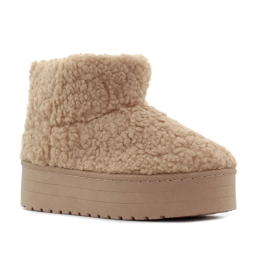 Yolera - Lina bézs női bokacsizma