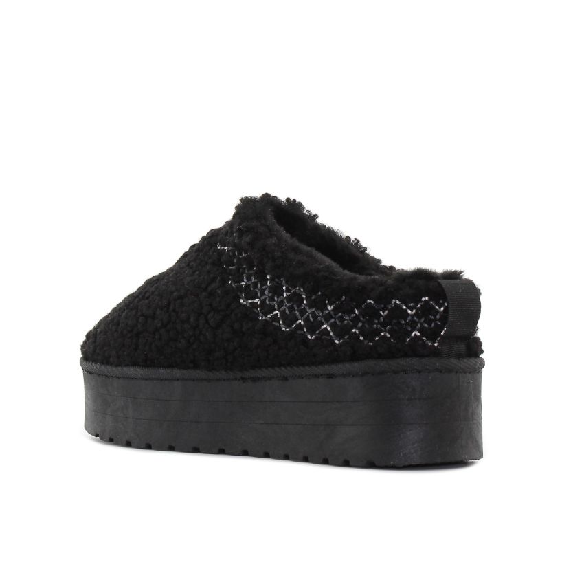 Yolera - Platform fekete női papucs