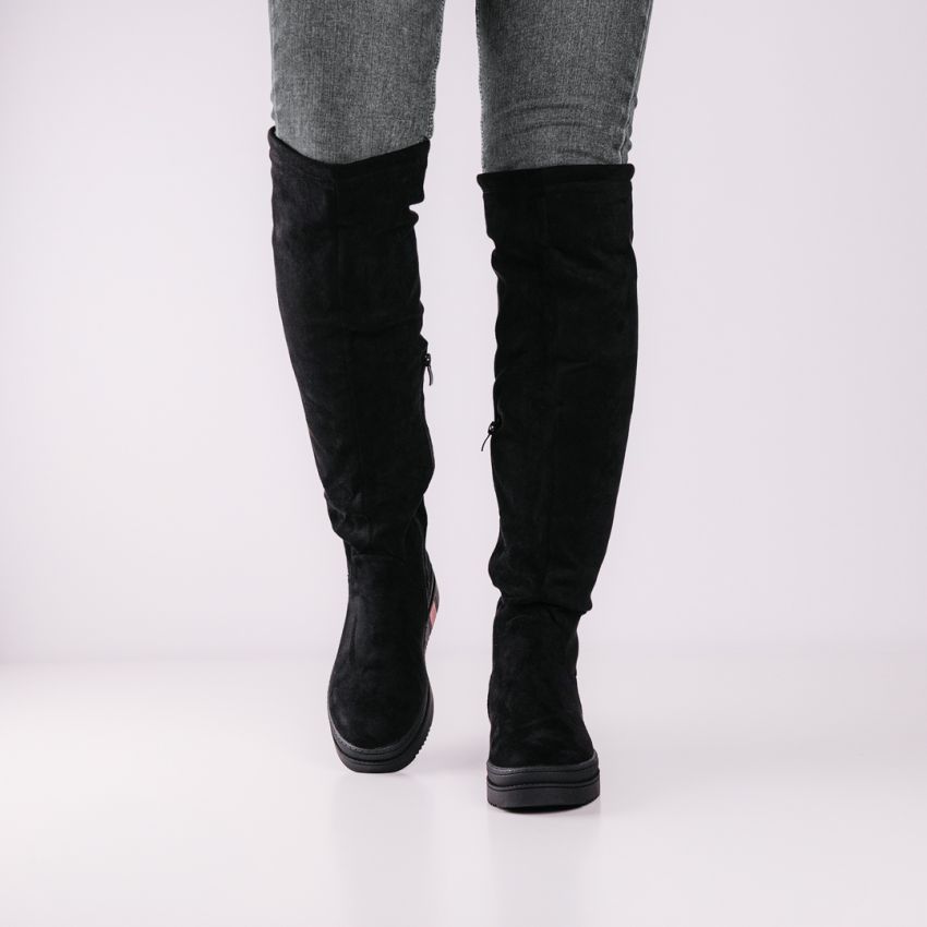 Yolera - Enes fekete női magasszárú csizma