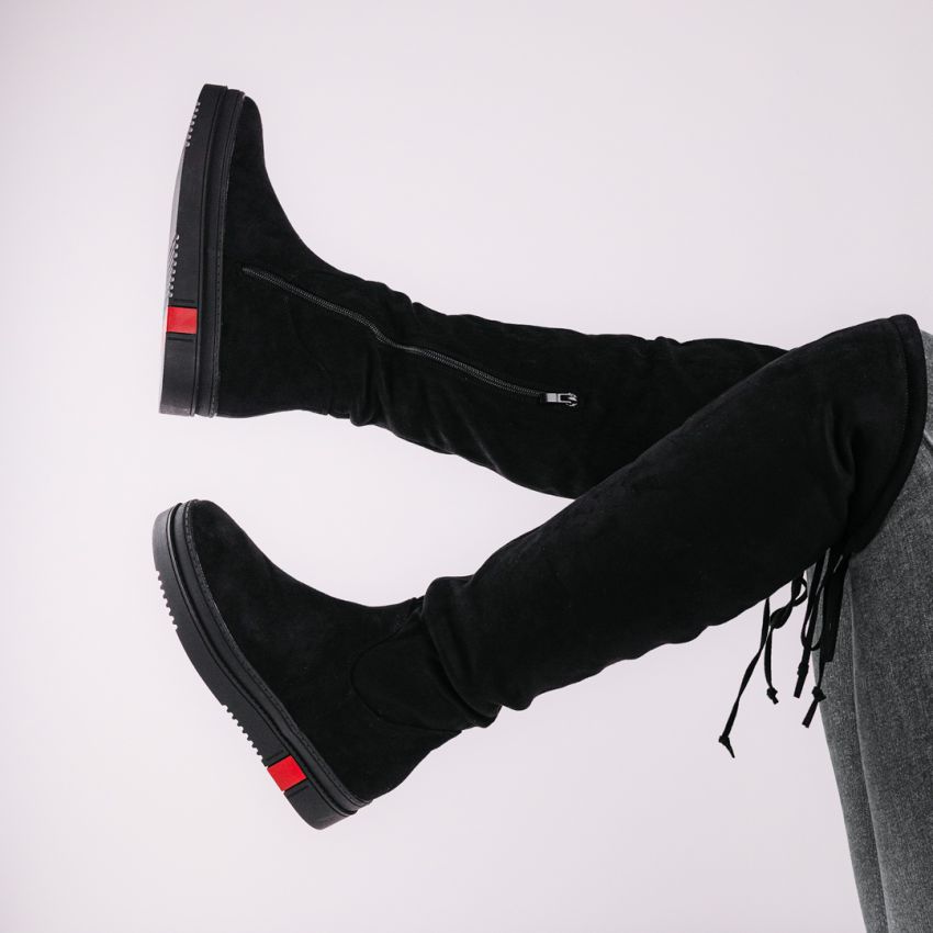 Yolera - Enes fekete női magasszárú csizma