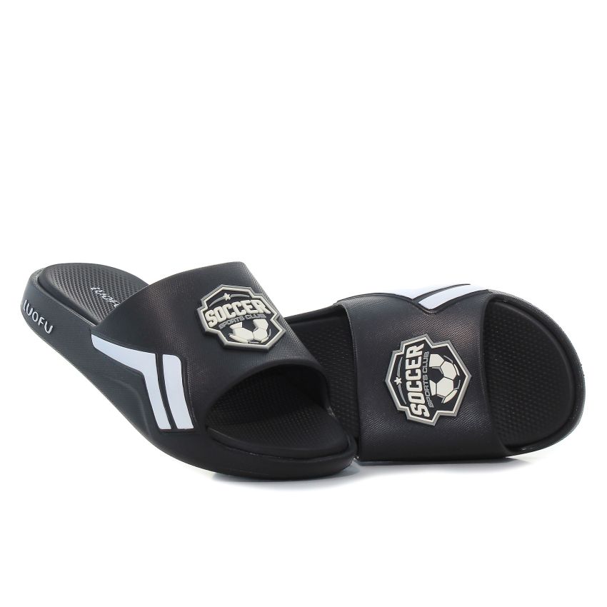 Luofu Soccer fekete gyerek papucs