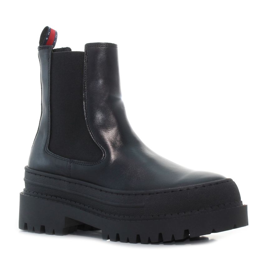 Tommy Hilfiger TJW Chelsea Foxing fekete női bokacsizma