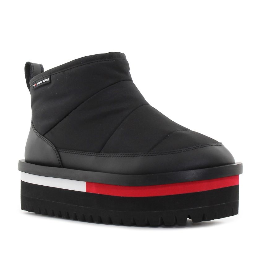Tommy Hilfiger TJW Nylon Flatform fekete női bokacsizma