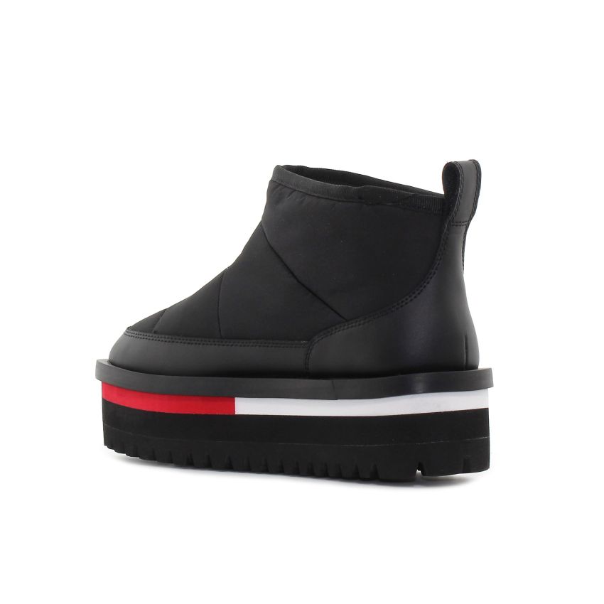 Tommy Hilfiger TJW Nylon Flatform fekete női bokacsizma