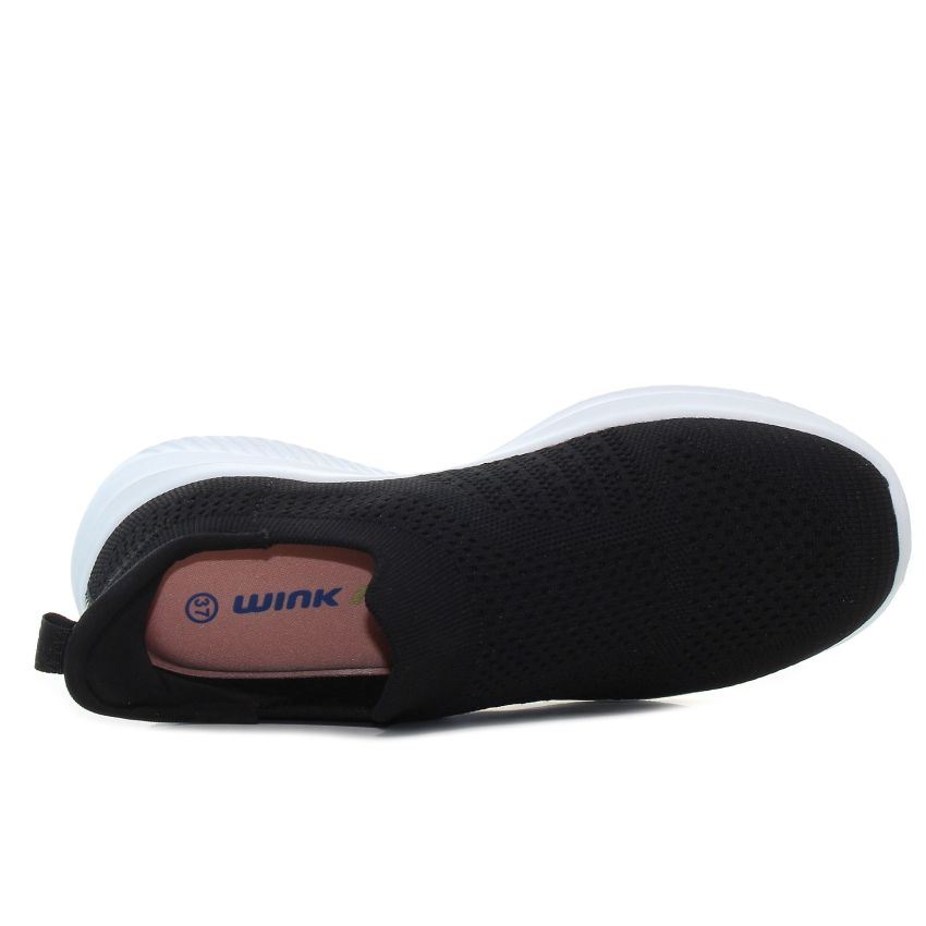 Wink - Flexybila Soft fekete női bebújós cipő