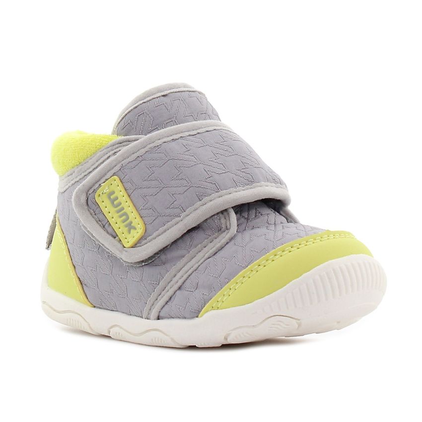 Wink - Asill szürke-sárga baba cipő