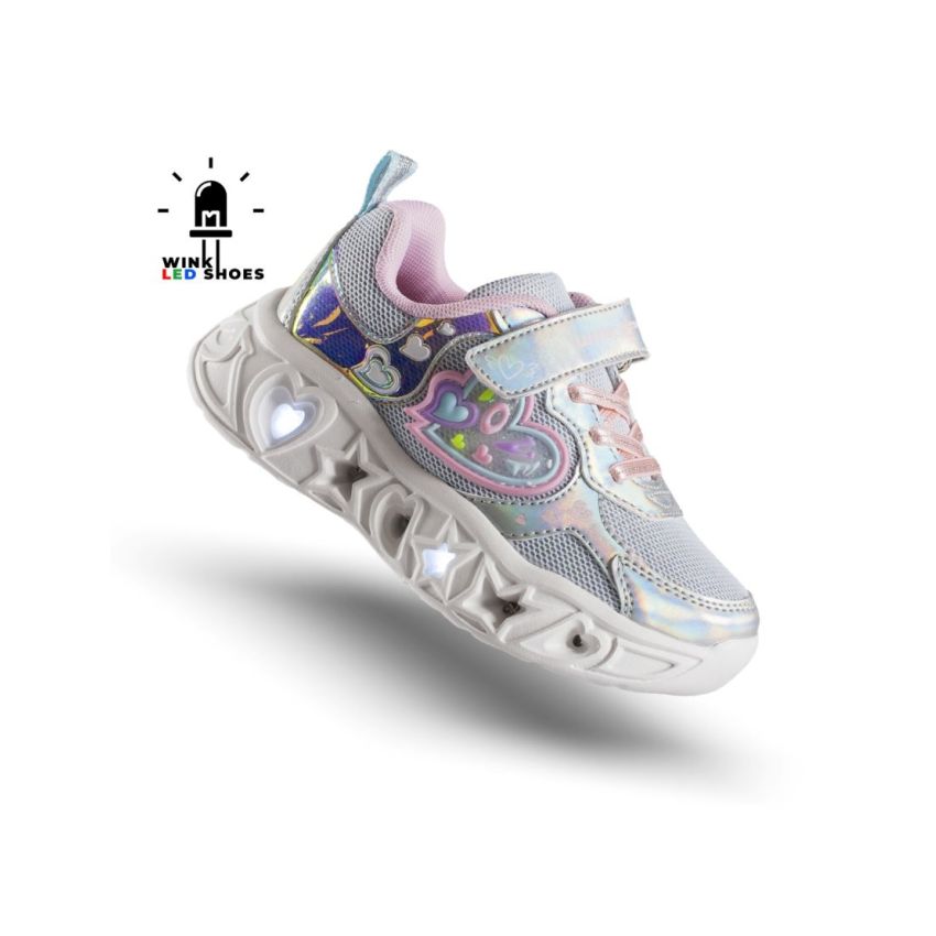 Wink - Regina Shine villogó ezüst gyerek cipő
