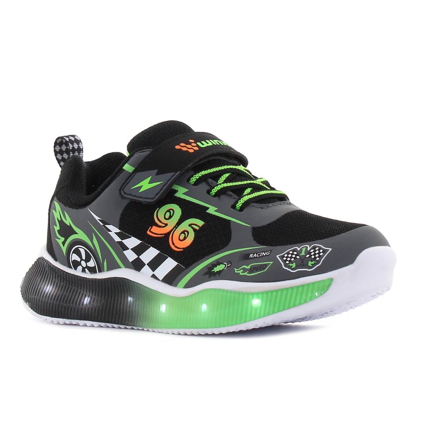 Wink - Rheda villogó zöld baba cipő