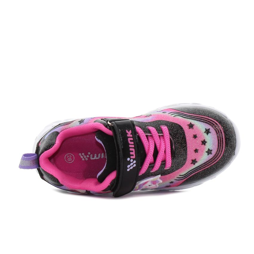 Wink - Alastar fekete-magenta villogó baba cipő