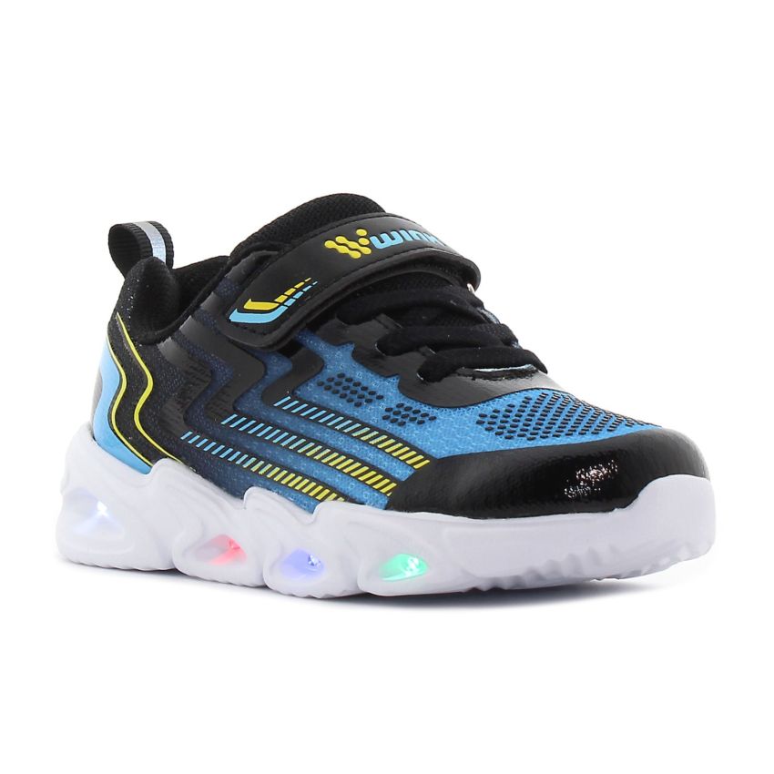 Wink - Dexap fekete-világoskék villogó gyerek cipő