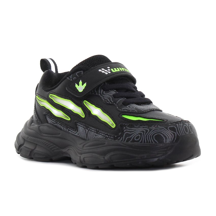 Wink - Dano III fekete-lime villogó gyerek cipő