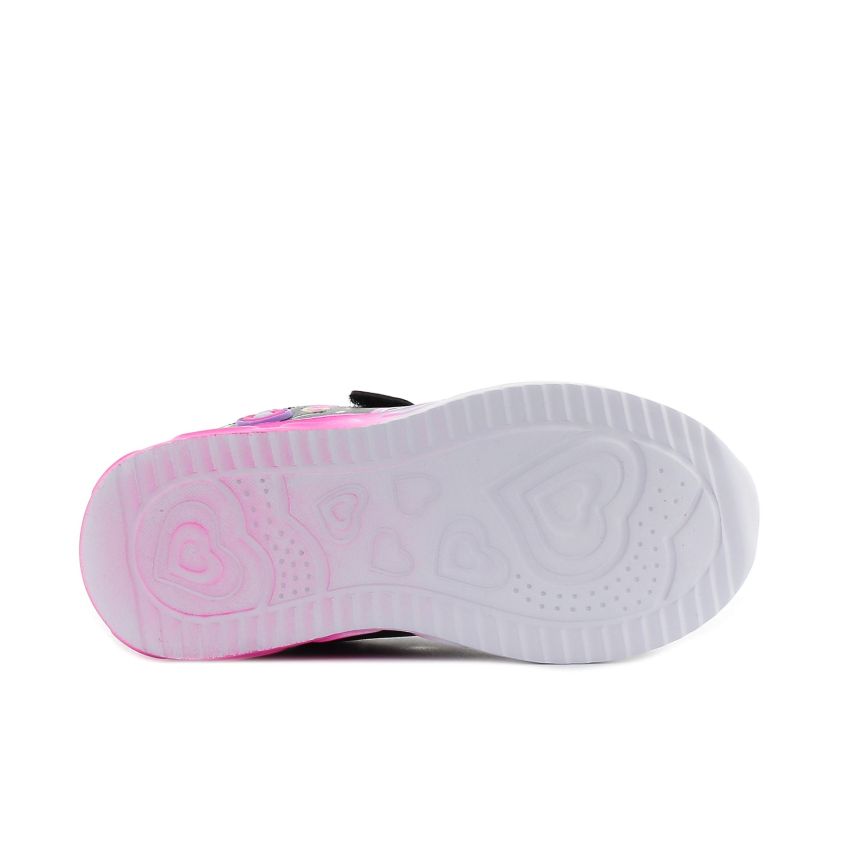 Wink - Strigill fekete-magenta villogó baba cipő