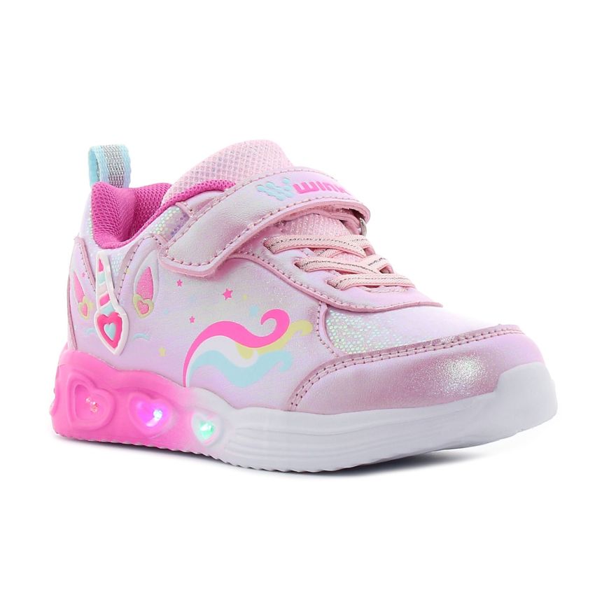 Wink - Strigill rózsaszín-magenta villogó baba cipő