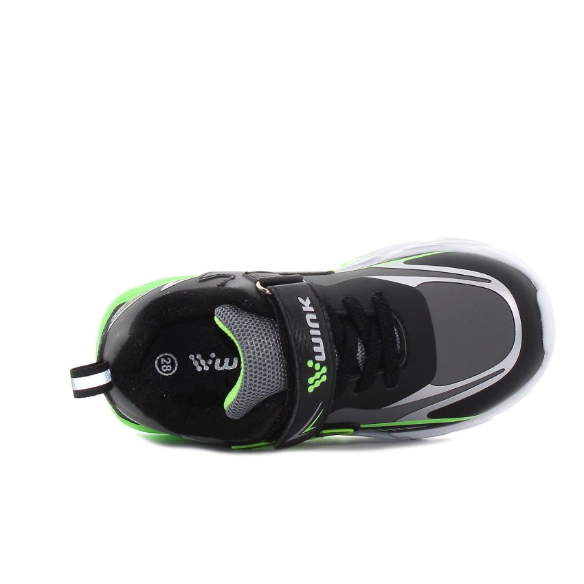 Wink - Synzzap szürke-lime villogó baba cipő
