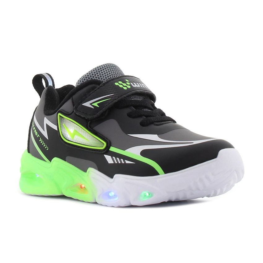 Wink - Synzzap szürke-lime villogó gyerek cipő