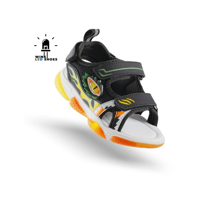 Wink - Monstrumo Nino villogó fekete gyerek szandál