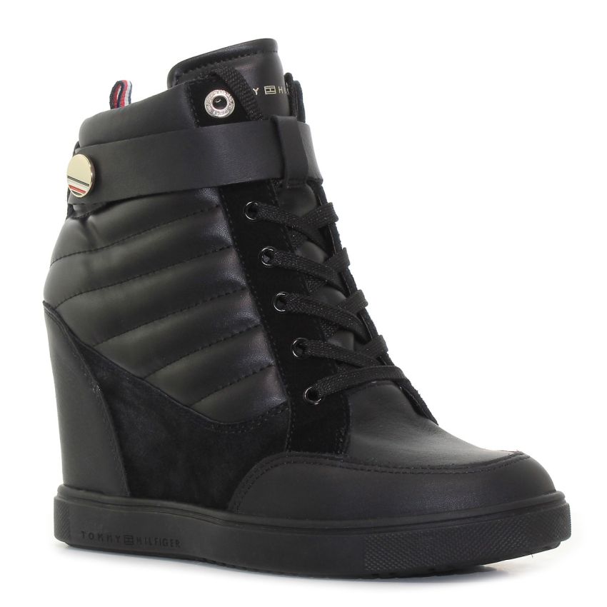 Tommy Hilfiger Wedge Sneaker Boot fekete női éktalpú cipő