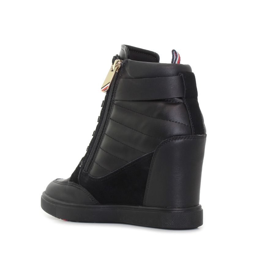 Tommy Hilfiger Wedge Sneaker Boot fekete női éktalpú cipő