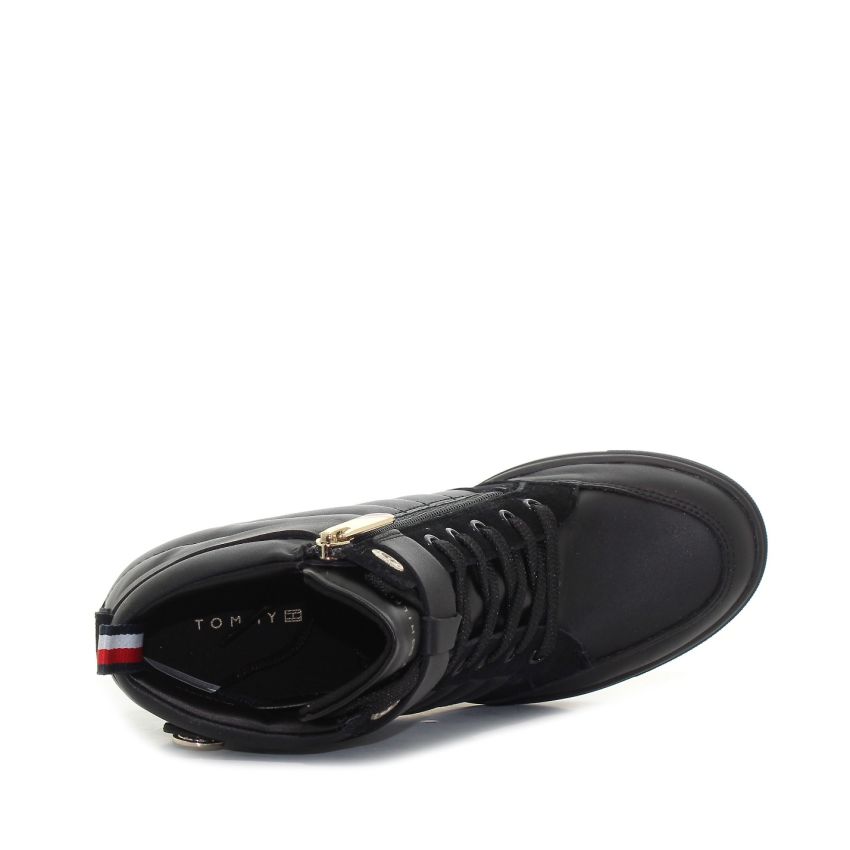 Tommy Hilfiger Wedge Sneaker Boot fekete női éktalpú cipő