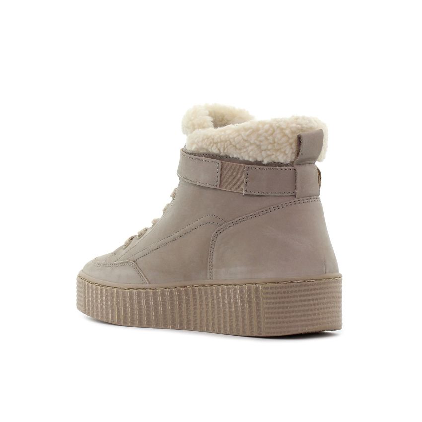 Tommy Hilfiger Faux Fur Nubuck bézs bélelt női cipő