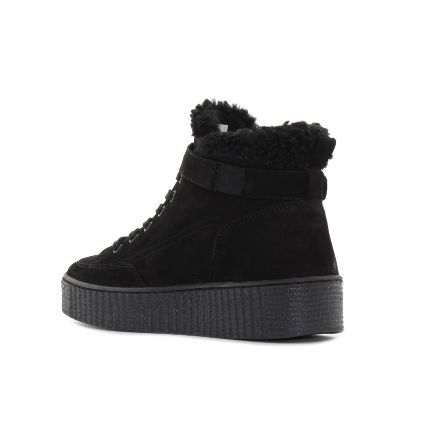 Tommy Hilfiger Faux Fur Nubuck fekete bélelt női cipő