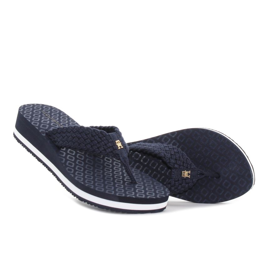 Tommy Hilfiger TH Crochet Mid sötétkék női papucs