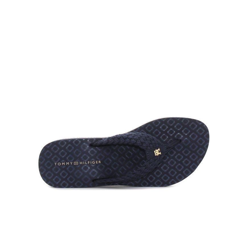 Tommy Hilfiger TH Crochet Mid sötétkék női papucs