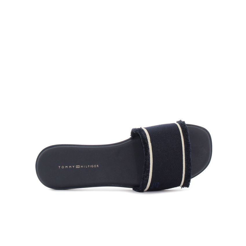 Tommy Hilfiger Fringe Canvas sötétkék női papucs