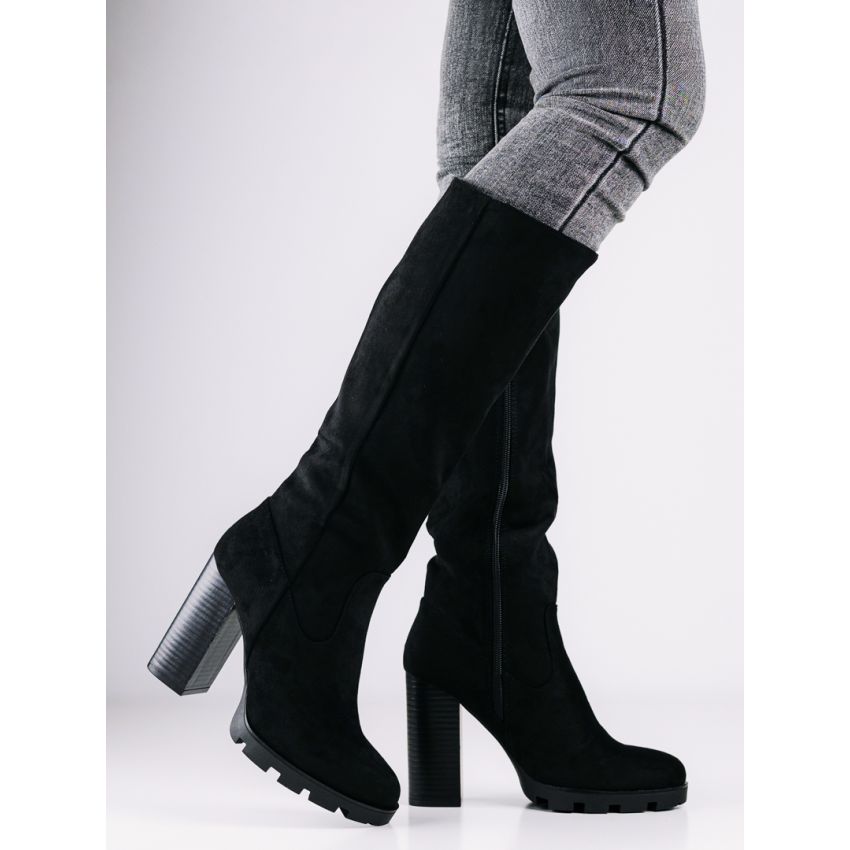 Monogrant - Amadea fekete női magasszárú csizma