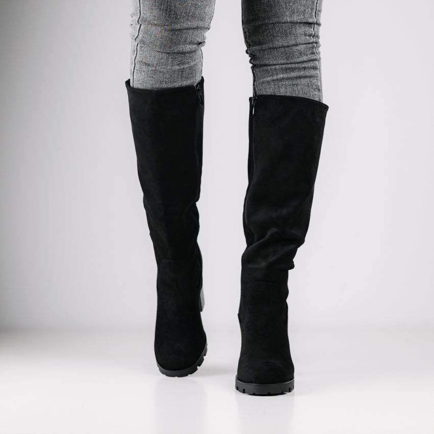 Monogrant - Amadea fekete női magasszárú csizma