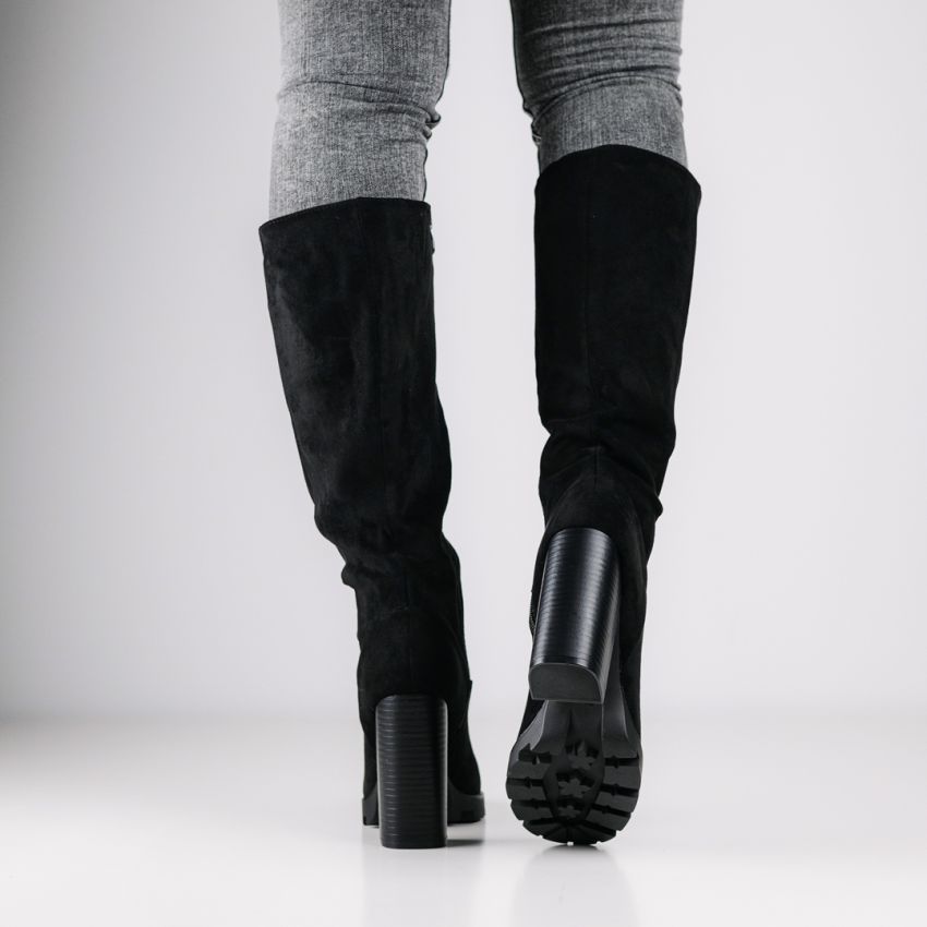 Monogrant - Amadea fekete női magasszárú csizma