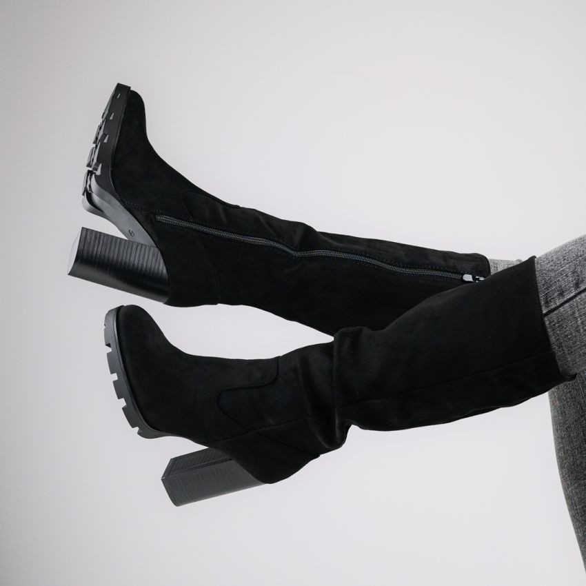 Monogrant - Amadea fekete női magasszárú csizma