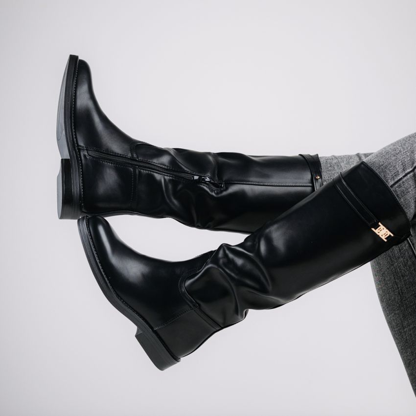 Monogrant - Paola fekete női magasszárú csizma