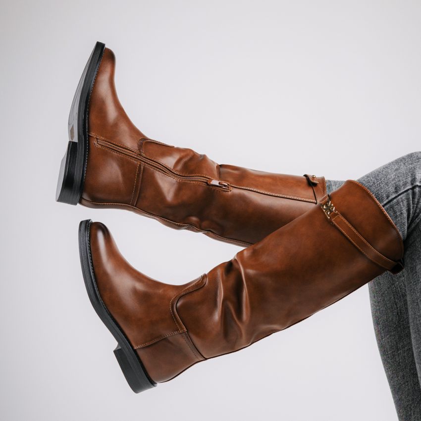 Monogrant - Paola barna női magasszárú csizma