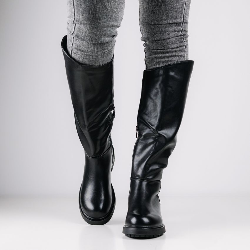 Monogrant - Savina fekete női magasszárú csizma