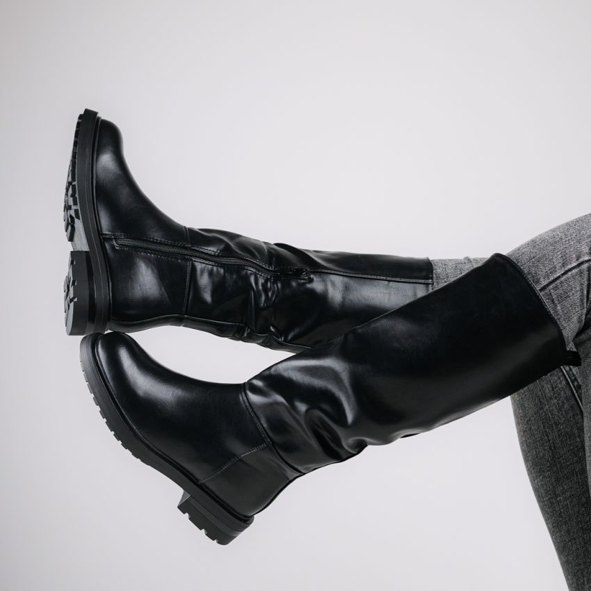 Monogrant - Savina fekete női magasszárú csizma