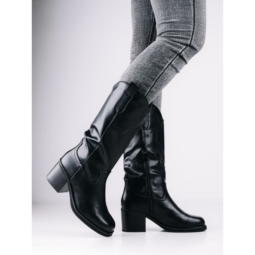 Monogrant - Michela fekete női magasszárú csizma