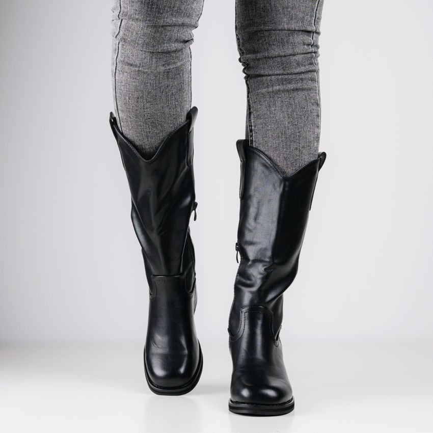 Monogrant - Michela fekete női magasszárú csizma