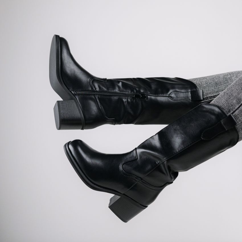 Monogrant - Michela fekete női magasszárú csizma