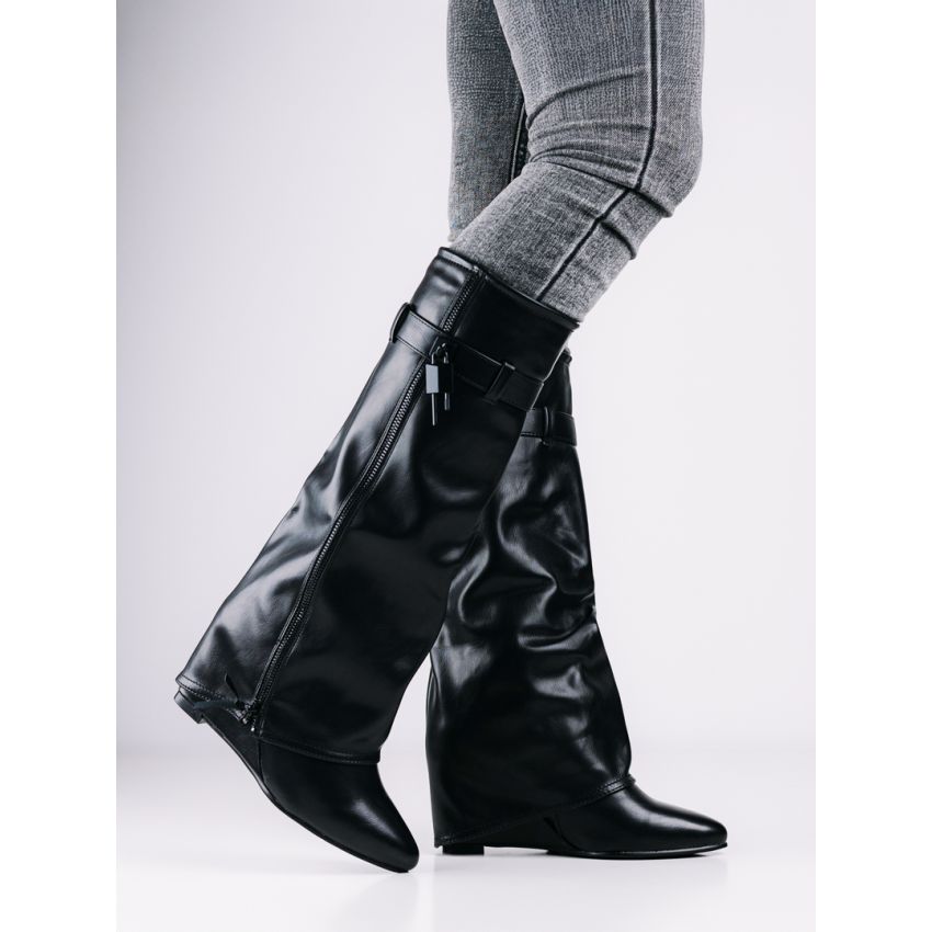 Monogrant - Lorenza fekete női magasszárú csizma