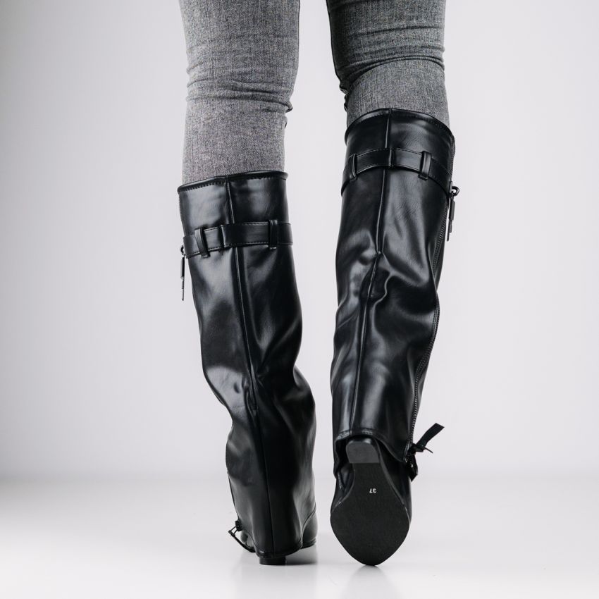 Monogrant - Lorenza fekete női magasszárú csizma