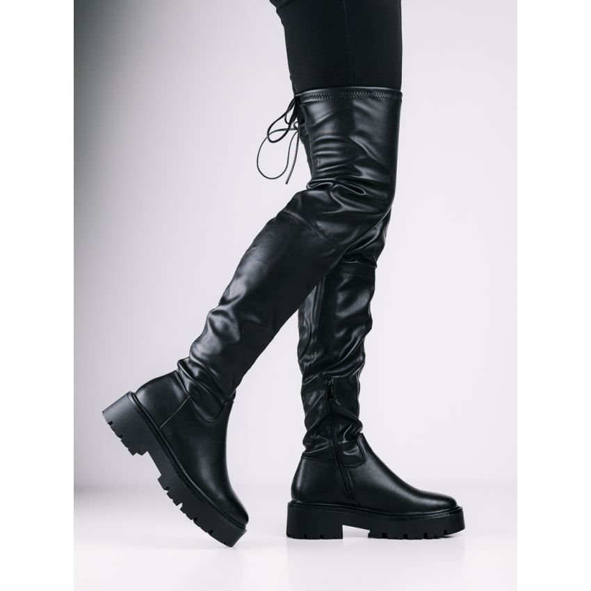 Monogrant - Donata fekete női magasszárú csizma