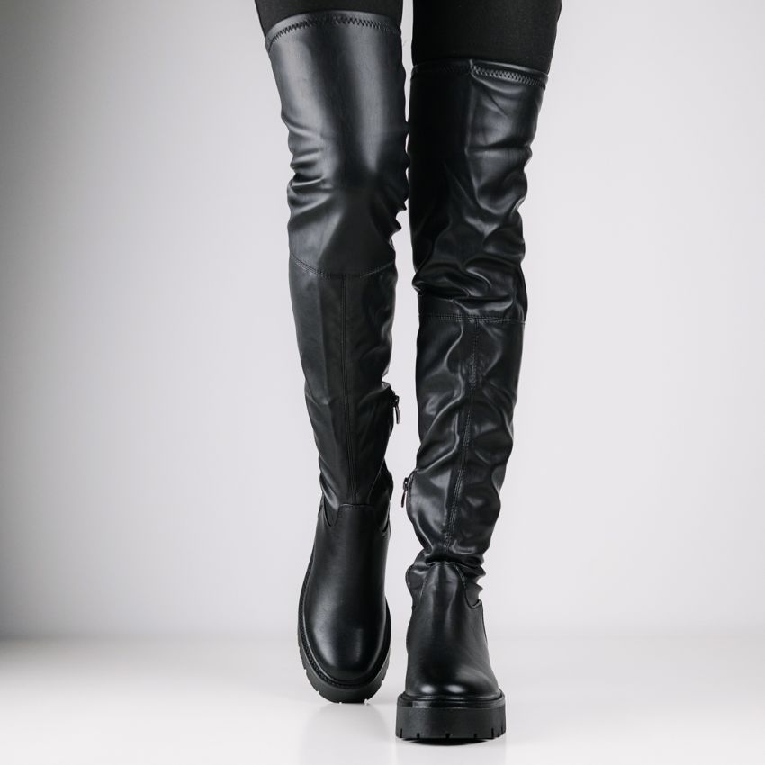 Monogrant - Donata fekete női magasszárú csizma