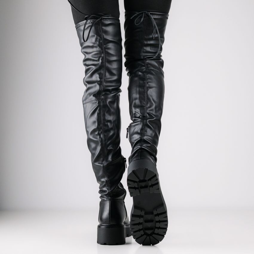 Monogrant - Donata fekete női magasszárú csizma