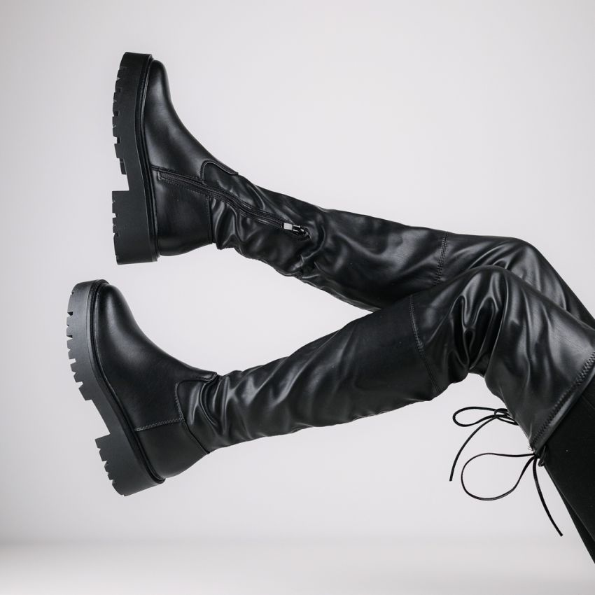 Monogrant - Donata fekete női magasszárú csizma