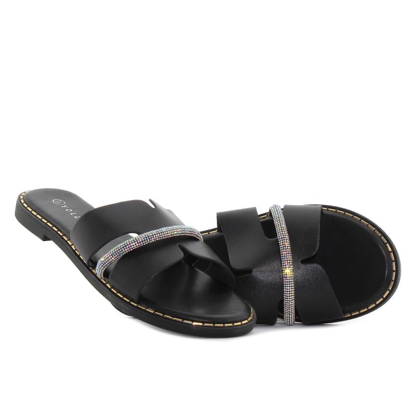 Yolera - Diamond Slip fekete női papucs