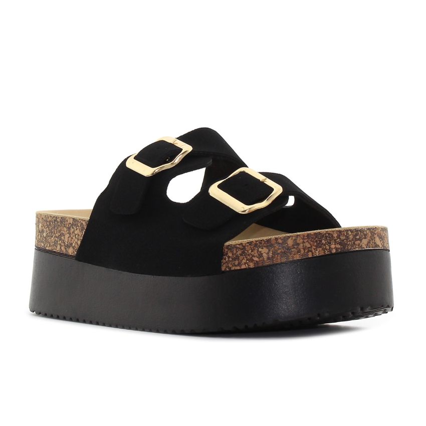 Yolera - Natalia fekete női platform papucs
